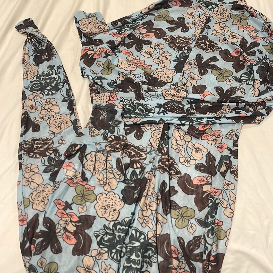 Sheer floral High neck Jumpsuit size M