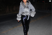 Load image into Gallery viewer, Houndstooth Wool /Silver Fox Coat
